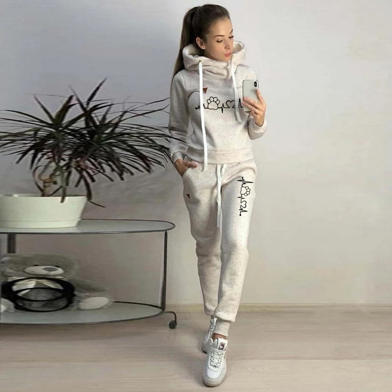 Two Piece Sets Casual Tracksuit Women Hooded Pullover Hoodies and Pants Suit Outfits Female Sweatshirts Autumn Spring Tracksuits - Seprincess