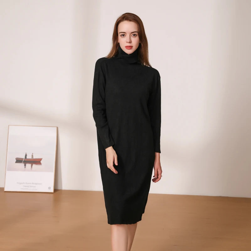 Knitted Women's Winter Dress 2024 Dresses Ladies Sweater Korean Fashion Clothing Robe Clothes Elegant Black Tight Woman Casual - Seprincess