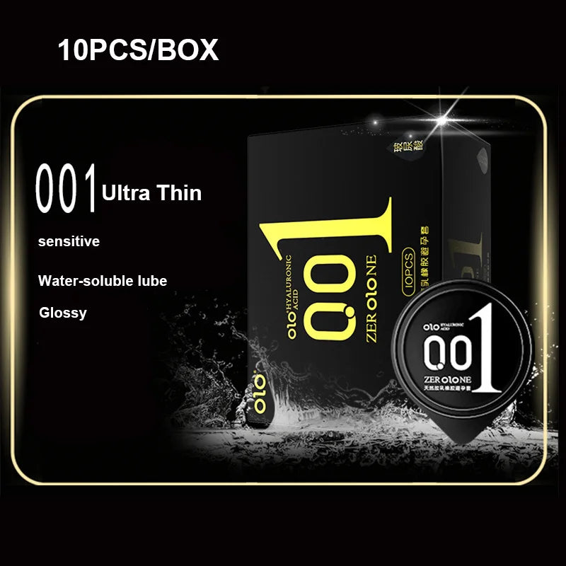 OLO ULTRA THIN CONDOM 0.01 Feeling Penis Sleeve Hyaluronic Acids Rubber latex Ejaculation Delay dotted Condoms intimate sex toy - Seprincess