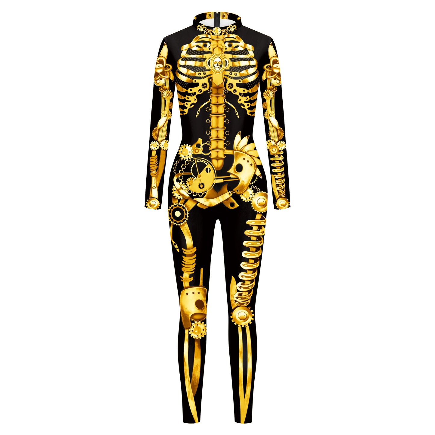 VIP FASHION Adult Skeleton Cospaly Costume Unisex Halloween Ghost Jumpsuit Carnival Party Zentai Bodysuit Scary Show Outfit Suit - Seprincess