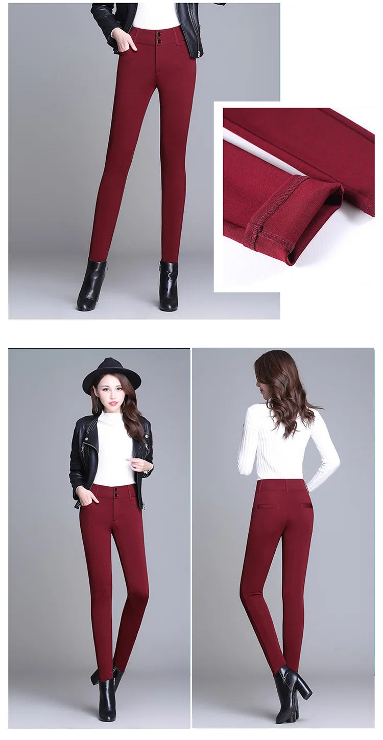 2022 New Fashion High Waist Autumn Winter Women Thick Warm Elastic Pants Quality S-5XL Trousers Tight Type Pencil Pants