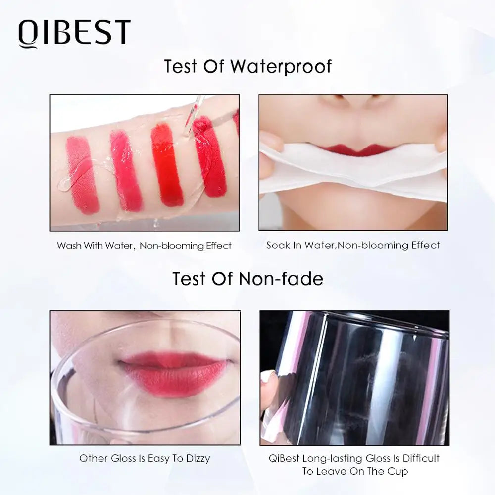 QIBEST Waterproof Matte Nude Liquid Lipstick Pigment Dark Red Black Long Lasting Liquid Lipstick Women Makeup Lipgloss Lip Tint - Seprincess