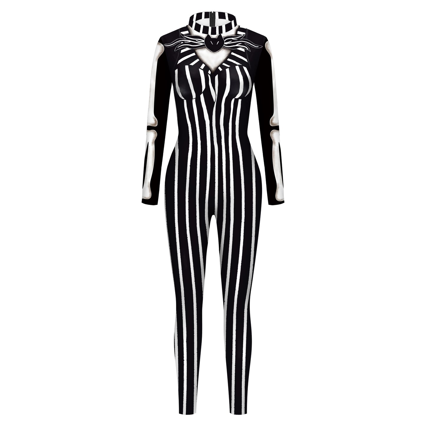 VIP FASHION Adult Skeleton Cospaly Costume Unisex Halloween Ghost Jumpsuit Carnival Party Zentai Bodysuit Scary Show Outfit Suit - Seprincess