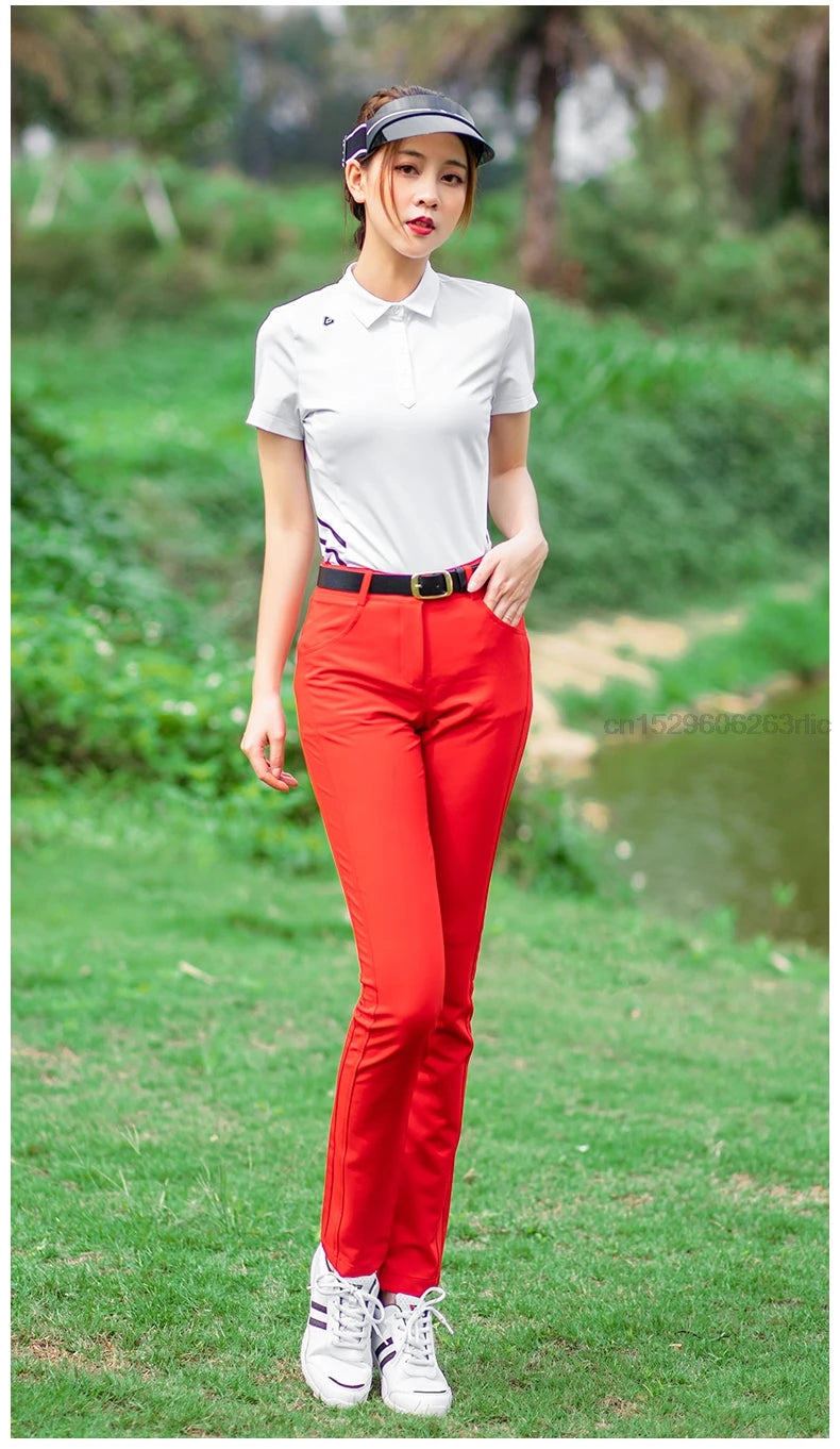 Pgm Women Spring Casual Golf Trousers Slim Fit Golf Pants Ladies High Waist Pants Autumn Quick Dry Breathable Sports Pants XS-XL