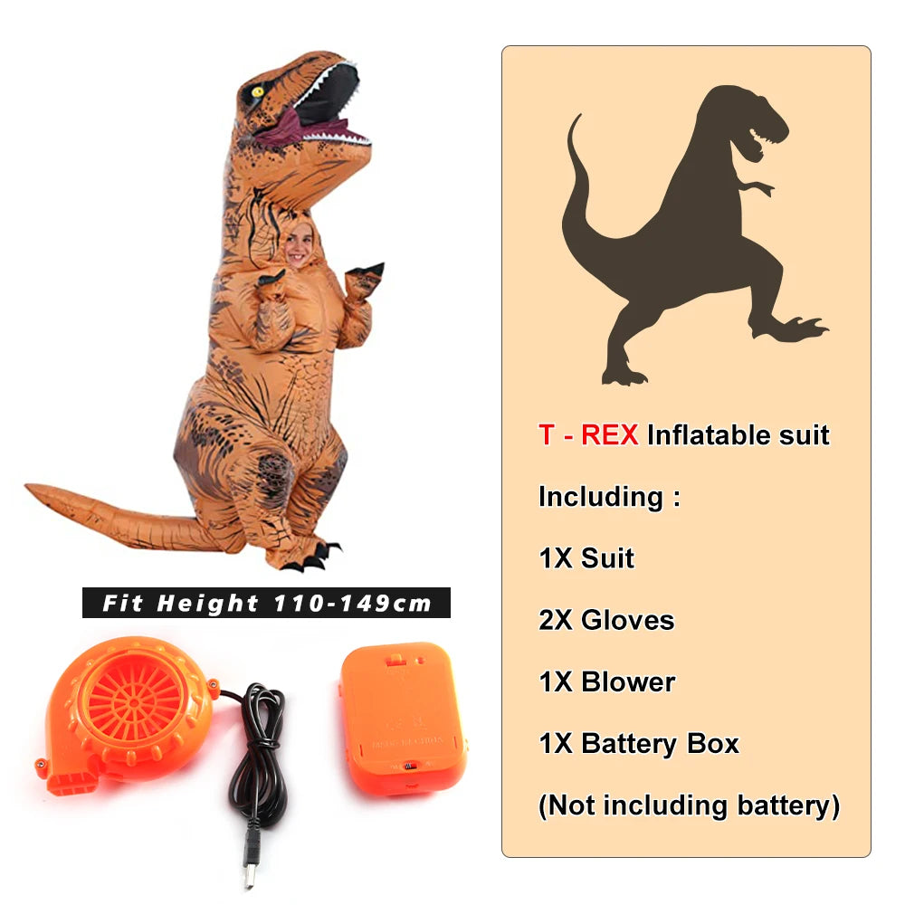 T-rex inflatable uit Tyrannosaurus Dinosaur Costume Child Kids Adult Role-playing Fancy Halloween Mascot Party Apparel - Seprincess