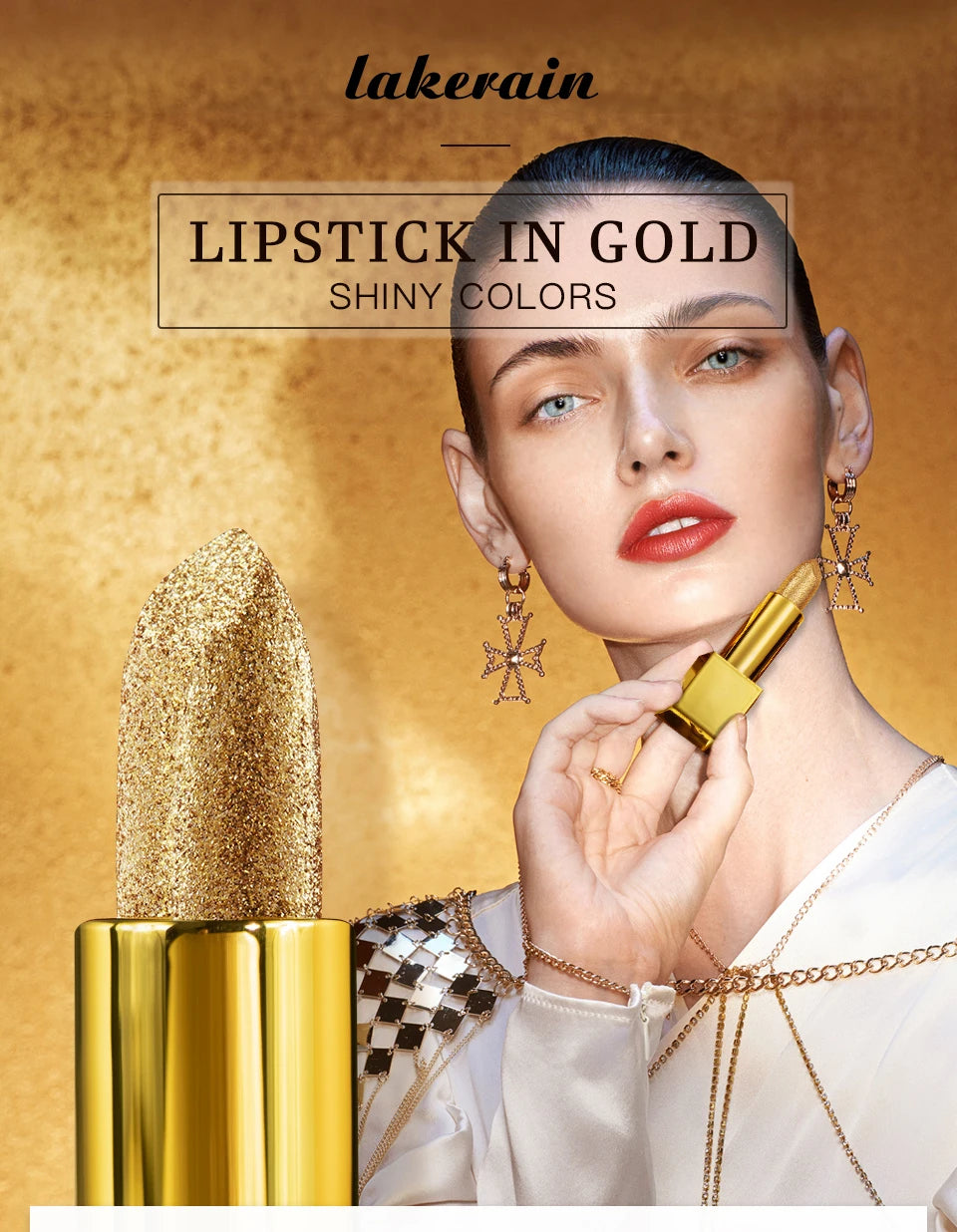 Glitter Lipstick Moisturizing Glitter Cover Velvet Matte Batom Golden Lips Cosmetics Makeup 3.5g Unique Funny Gift - Seprincess