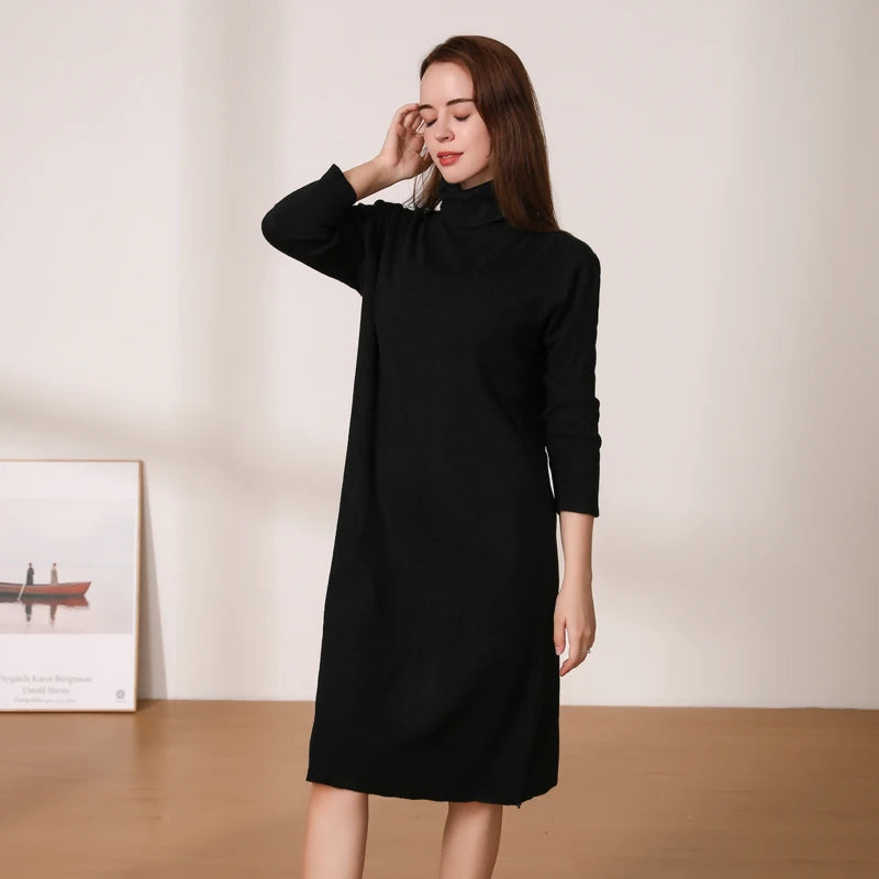 Knitted Women's Winter Dress 2024 Dresses Ladies Sweater Korean Fashion Clothing Robe Clothes Elegant Black Tight Woman Casual - Seprincess