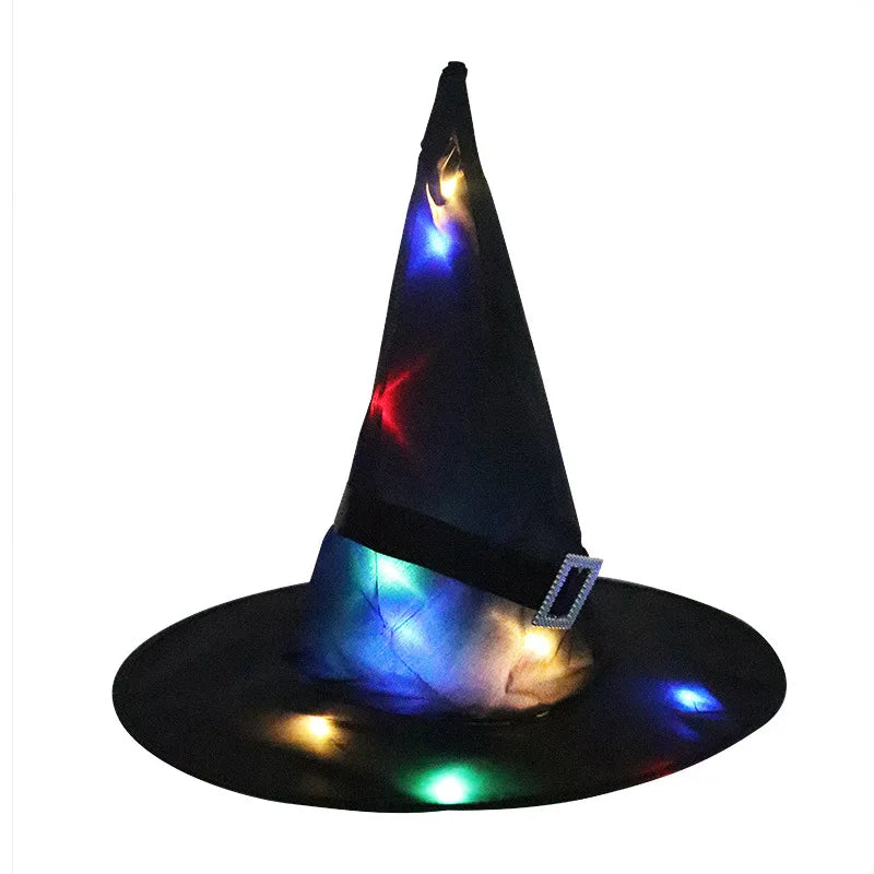 Women Kids Girl Luminous LED Glow Light Up Elf Witch Hat Star Skirt Spider Web Tutu Wizard Costume Party Gift Halloween Festival