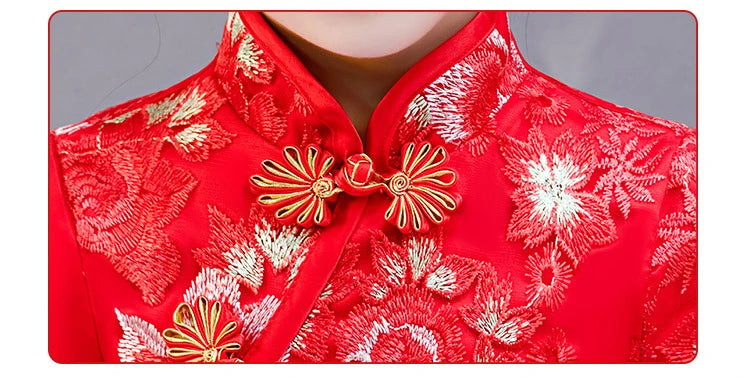 Cute Flower Girls Dresses Kids Chinese Embroidery Lace Cheongsam Dress Baby Girls Elegant Traditional Chinese New Year Dress - Seprincess