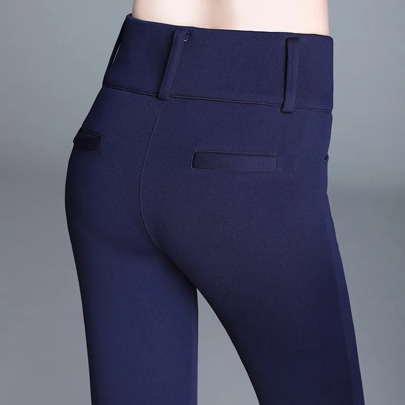 Winter Velvet Thick Warm Pants For Women Skinny Stretch Fleece Pencil Pants High Waist Solid Black Blue Trousers Female