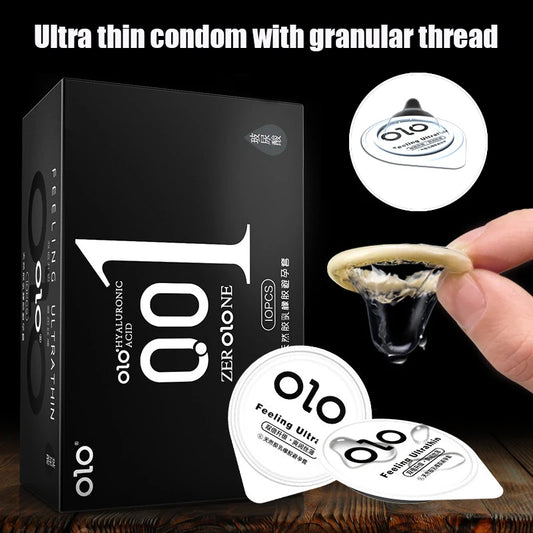 Olo Super Thin Condoms Sex Toys for Men Ejaculation Delay Hyaluronic Acid Condom Ultra-Thin Latex Penis Sleeve Sex Products - Seprincess