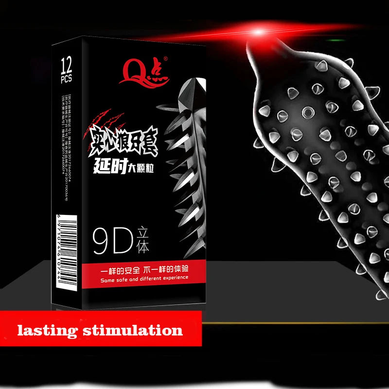 10/12pcs Wolf Tooth Super Dotted Large Spike Condom Natural Latex Rubber Condoms For Men 18+ Sex Toys Contraception Penis Sleeve - Seprincess