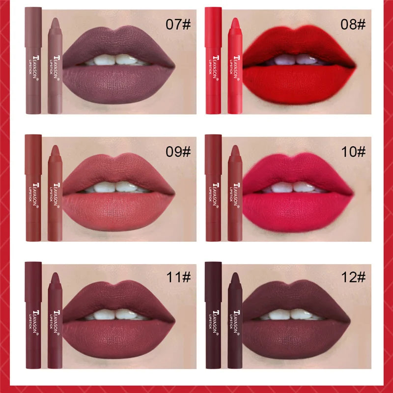 12 Colors Matte Lipsticks Waterproof Matte Lipstick Lip Sticks Cosmetic Easy To Wear Matte Batom Makeup Lipstick Sexy Gift - Seprincess