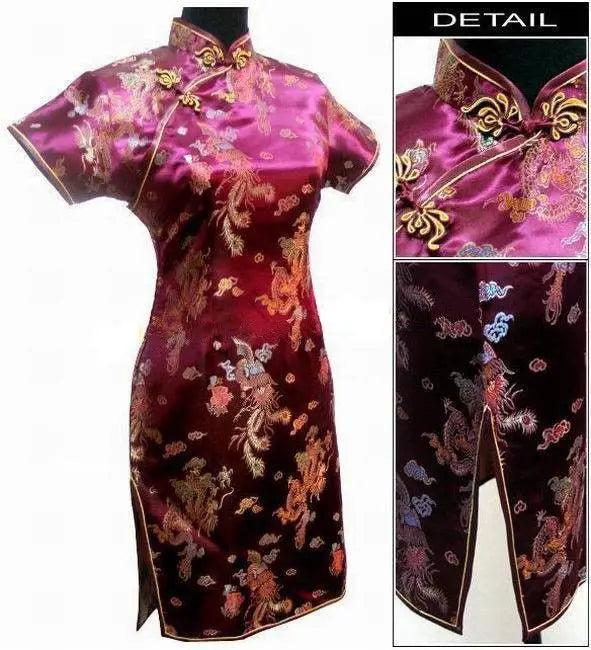 Vintage Chinese style Mini Cheongsam New Arrival Women's Satin Qipao Red Summer Sexy Party Dress Mujer Vestidos S-6XL - Seprincess