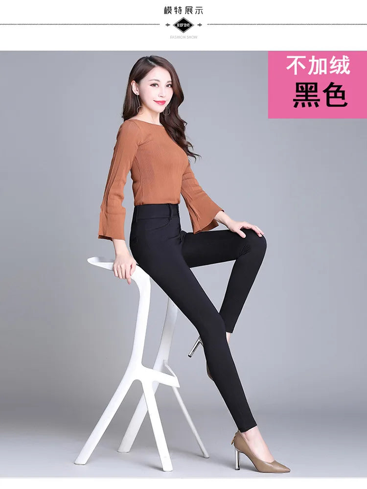 2022 New Fashion High Waist Autumn Winter Women Thick Warm Elastic Pants Quality S-5XL Trousers Tight Type Pencil Pants