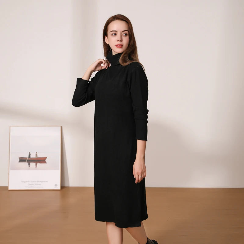 Knitted Women's Winter Dress 2024 Dresses Ladies Sweater Korean Fashion Clothing Robe Clothes Elegant Black Tight Woman Casual - Seprincess