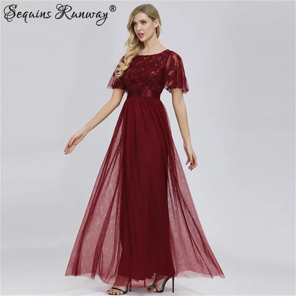 Sexy see through Sequin wedding bridesmaid evening dresses for women 2024 elegant party summer dress maxi mesh dress vestidos - Seprincess