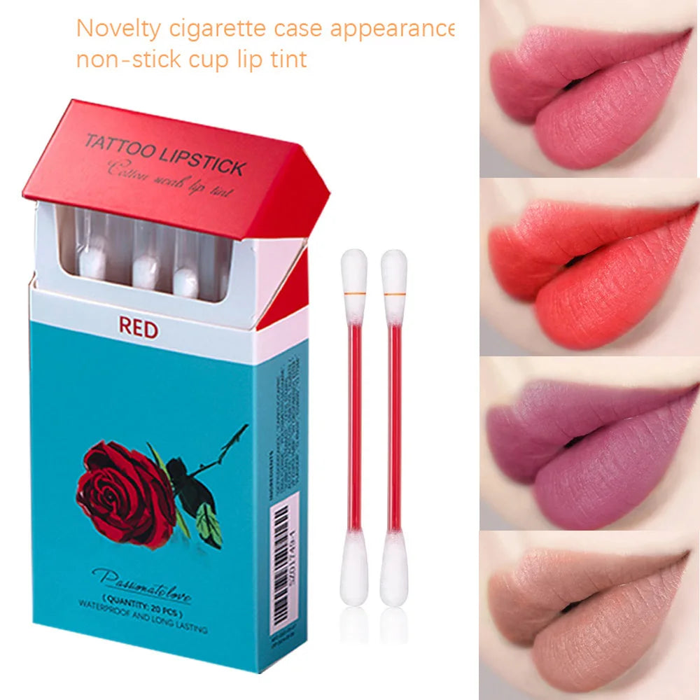 20pcs Cigarette Cotton Swab Lipstick Tattoo Lipstick Non-Stick Long-Lasting Waterproof and Kiss-proof Lip Durable Lip Stain Set - Seprincess