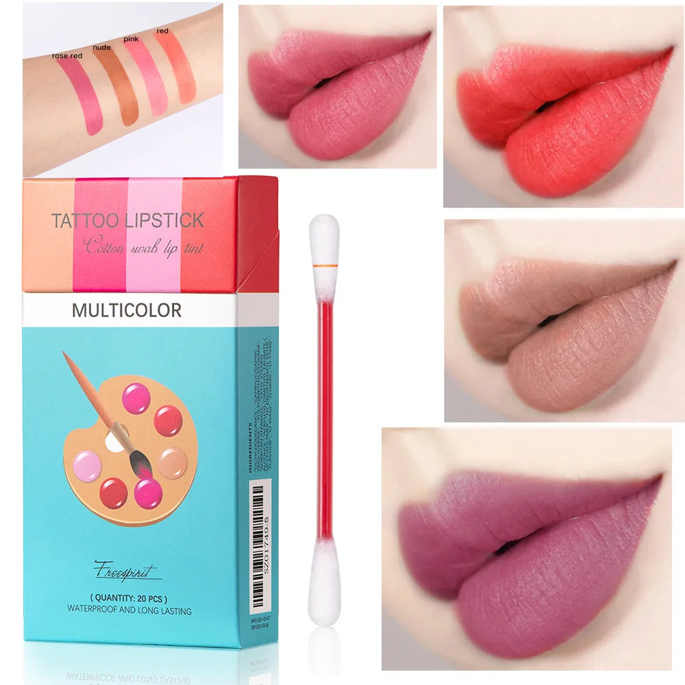 20pcs Cigarette Cotton Swab Lipstick Tattoo Lipstick Non-Stick Long-Lasting Waterproof and Kiss-proof Lip Durable Lip Stain Set - Seprincess