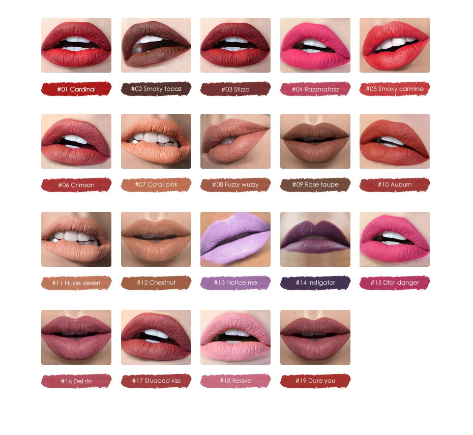 Focallure Matte Lipstick 19 Colors Waterproof Matte Lipsticks Soft Texture Lip Stick Cosmetic Sext Red Nude Lip Makeup Batom - Seprincess