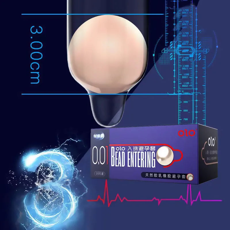 Ultra thin Condom with Big Balls Bead for men delayed ejaculation penis elongation Condoms G Spot stimulator penis sleeve - Seprincess