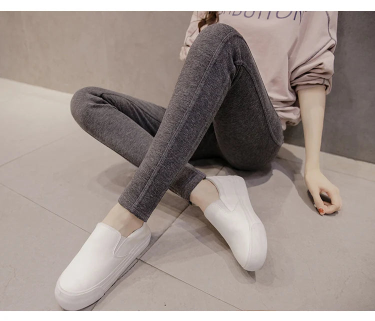 Winter Thicken Warm Cotton Plus Velvet Maternity Legging Thermal Fleece Pencil Pants for Pregnant Women Casual Pregnancy