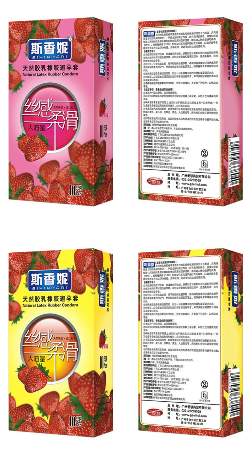 Strawberry Flavor Condoms Sex Toys For Men Women Vaginal Stimulation Condom Full Oil Ultra-thin Smooth Penis Sleeve adults 18+ - Seprincess