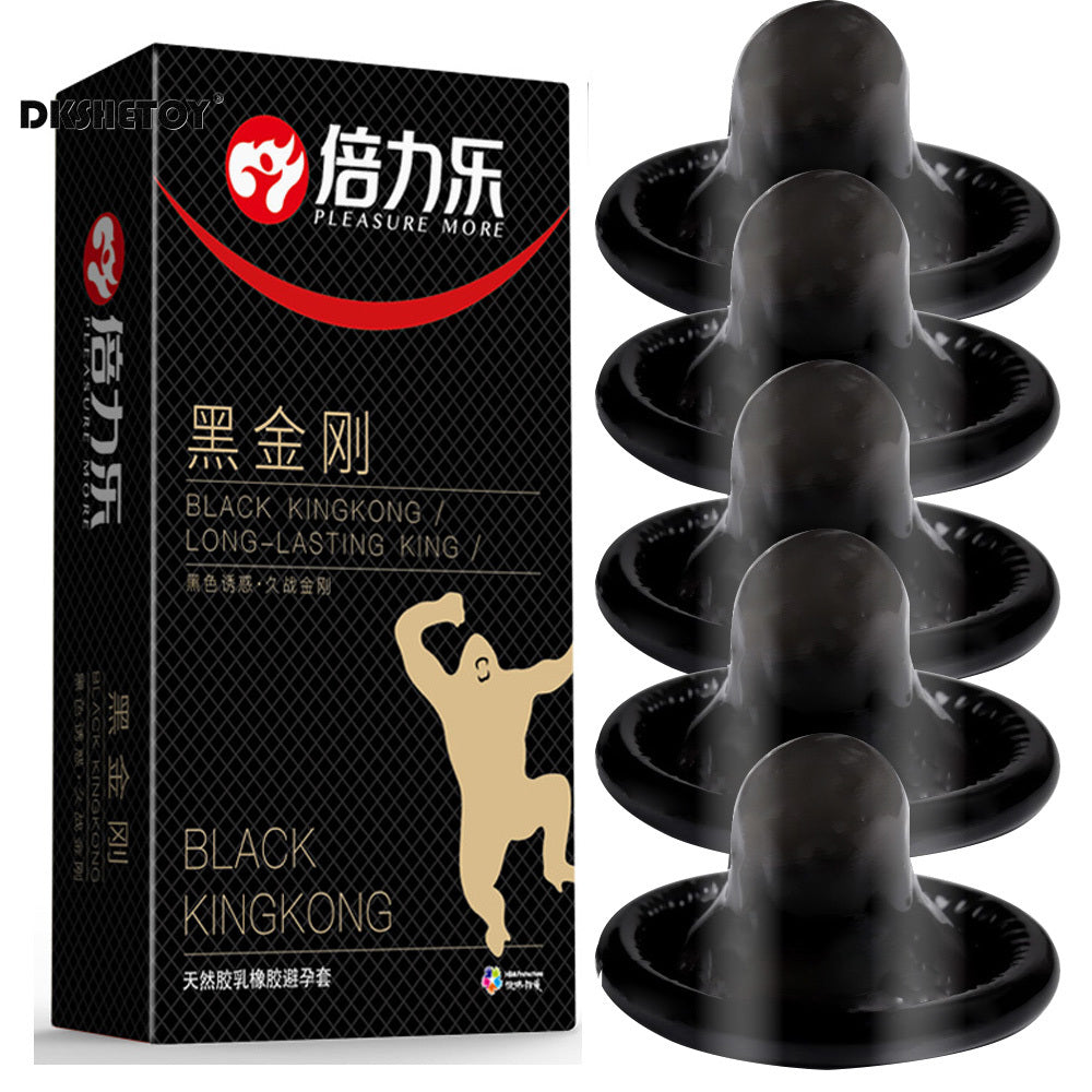 Black Condom Sex Toys for Men long Lasting Penis Sleeve Ejaculation Delay Erotic Adult game Body Condoms sex shop - Seprincess