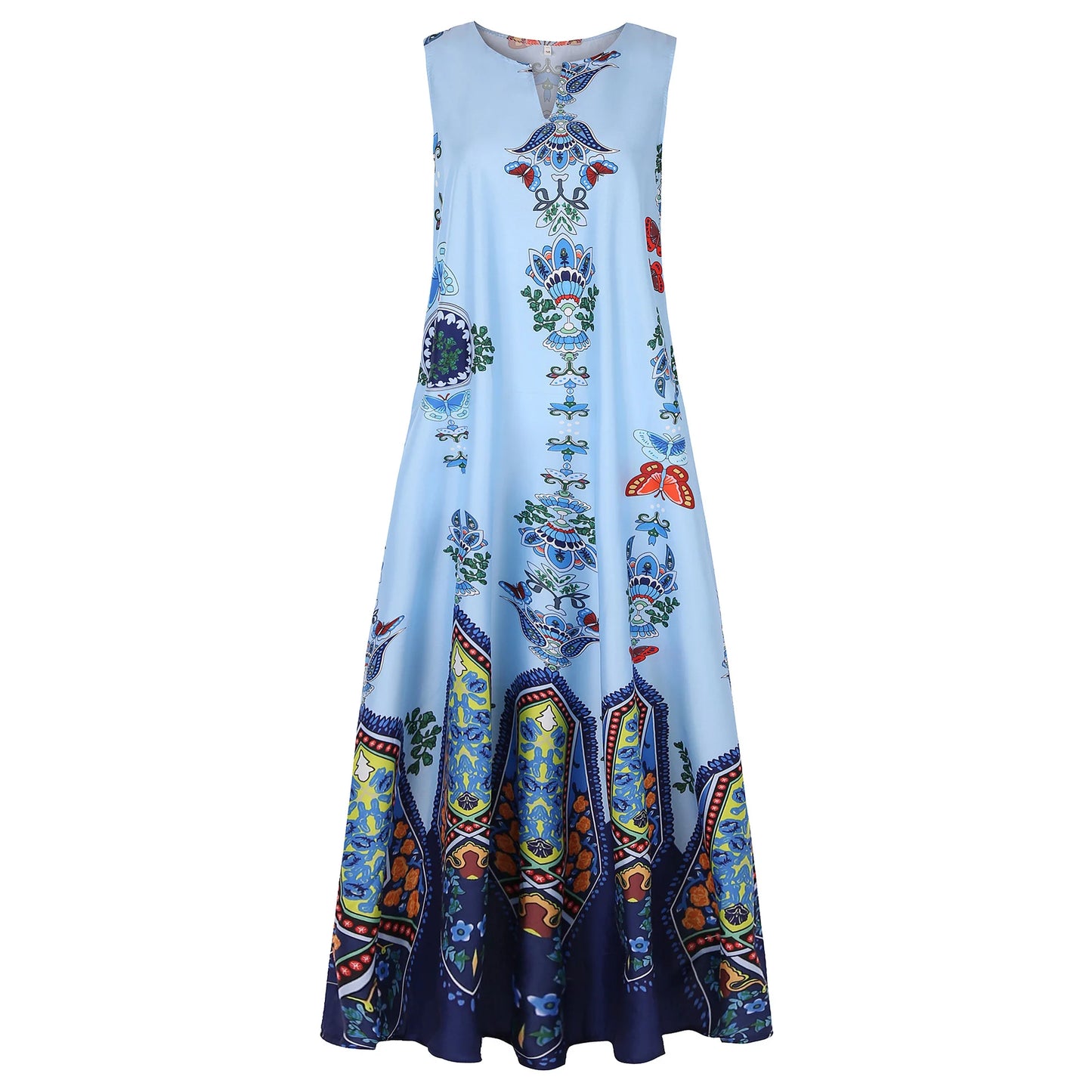 Summer Bohemian Sundress Vintage Sleeveless Women Floral Printed Maxi Long Dress Casual Dress Robe Femme Party Vestido Sarafans