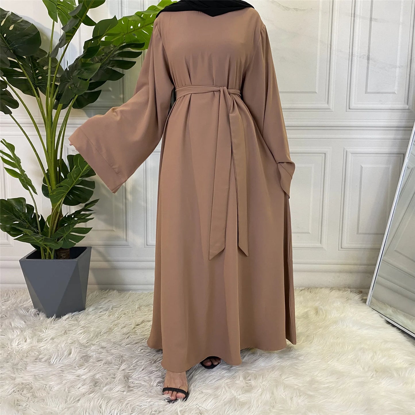 Muslim Fashion Hijab Dubai Abaya Long Dresses Women With Sashes Islam Clothing Abaya African Dresses For Women Musulman Djellaba - Seprincess