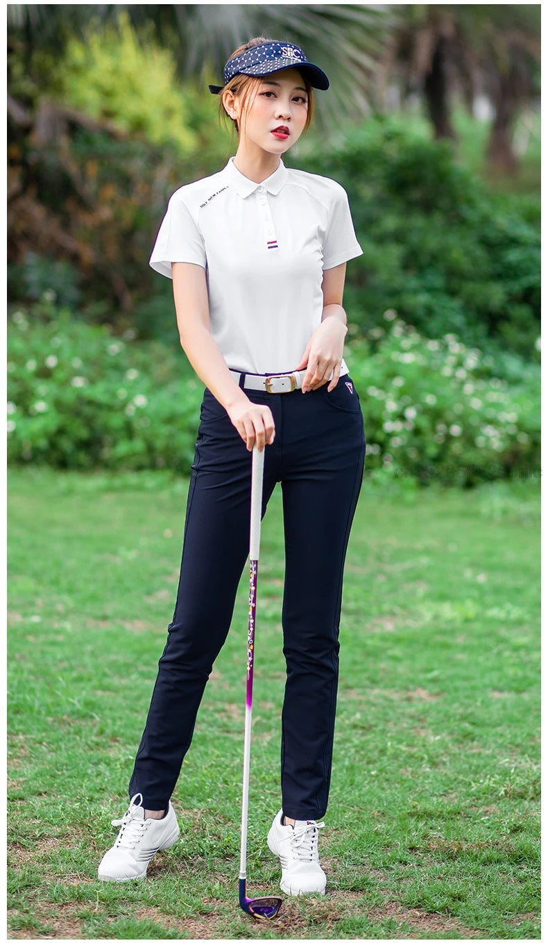 Pgm Women Spring Casual Golf Trousers Slim Fit Golf Pants Ladies High Waist Pants Autumn Quick Dry Breathable Sports Pants XS-XL