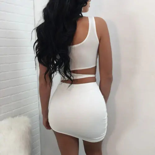 2020 New Fashion Sexy Women Bandage Dress Hollow Out Sexy Ladies Evening Party Dress Bodycon Sleeveless Club Wear Mini Dress - Seprincess