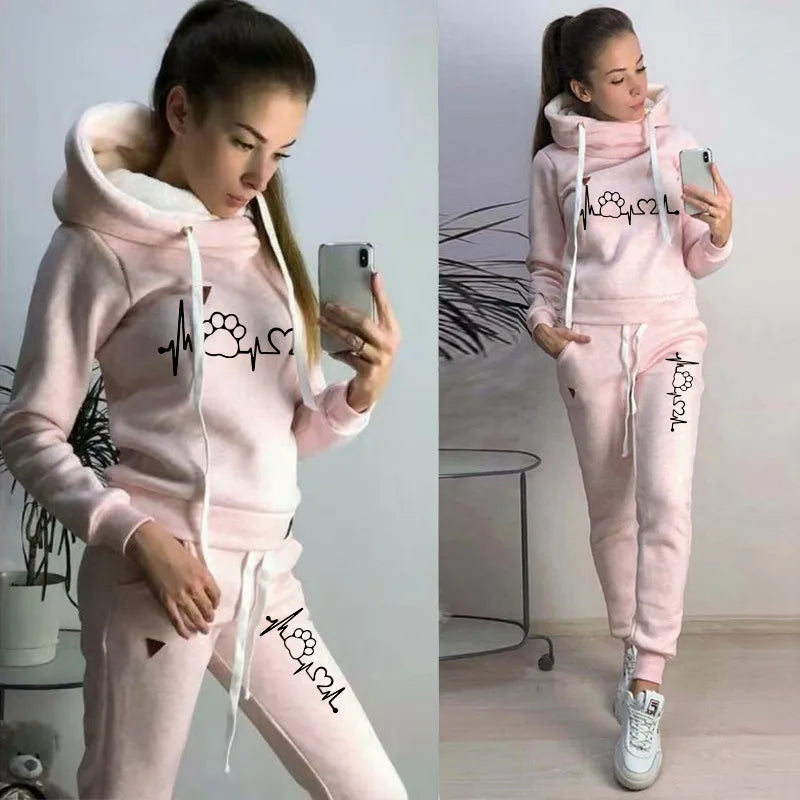 Two Piece Sets Casual Tracksuit Women Hooded Pullover Hoodies and Pants Suit Outfits Female Sweatshirts Autumn Spring Tracksuits - Seprincess