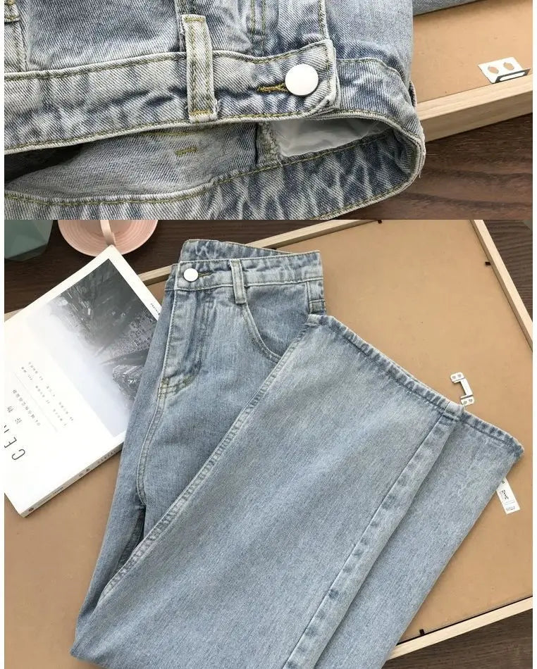 streetwear high waist women's fashion jeans woman girls women wide leg pants trousers female jean femme denim bagge mom jeans