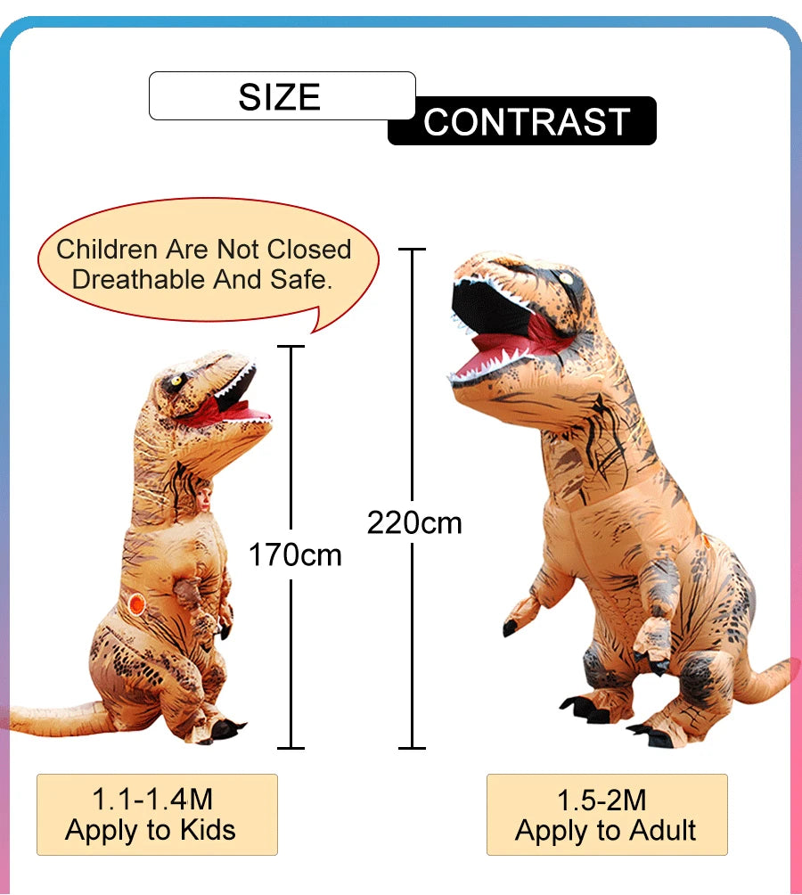 T-rex inflatable uit Tyrannosaurus Dinosaur Costume Child Kids Adult Role-playing Fancy Halloween Mascot Party Apparel - Seprincess