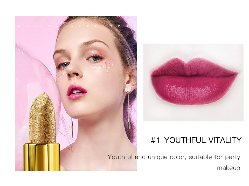 Glitter Lipstick Moisturizing Glitter Cover Velvet Matte Batom Golden Lips Cosmetics Makeup 3.5g Unique Funny Gift - Seprincess