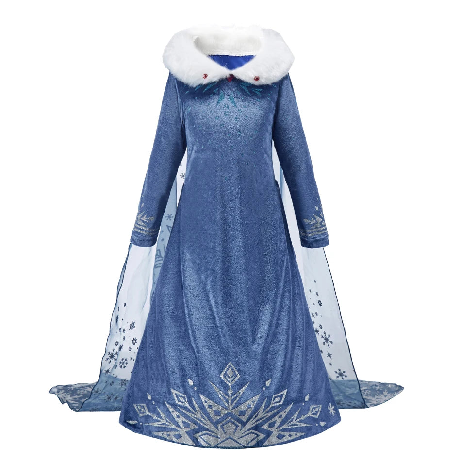 Children Elsa Gown Kids Snow Queen Dance Fancy Costume Girls Princess Halloween Long Sleeve Clothes Kids Party Cosplay Dresses - Seprincess