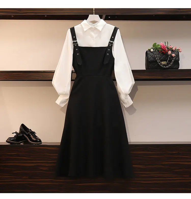 New Large Size Women's Set Spring and Autumn Suit Women Fashion Shirt + Dress Female Two-piece - Seprincess