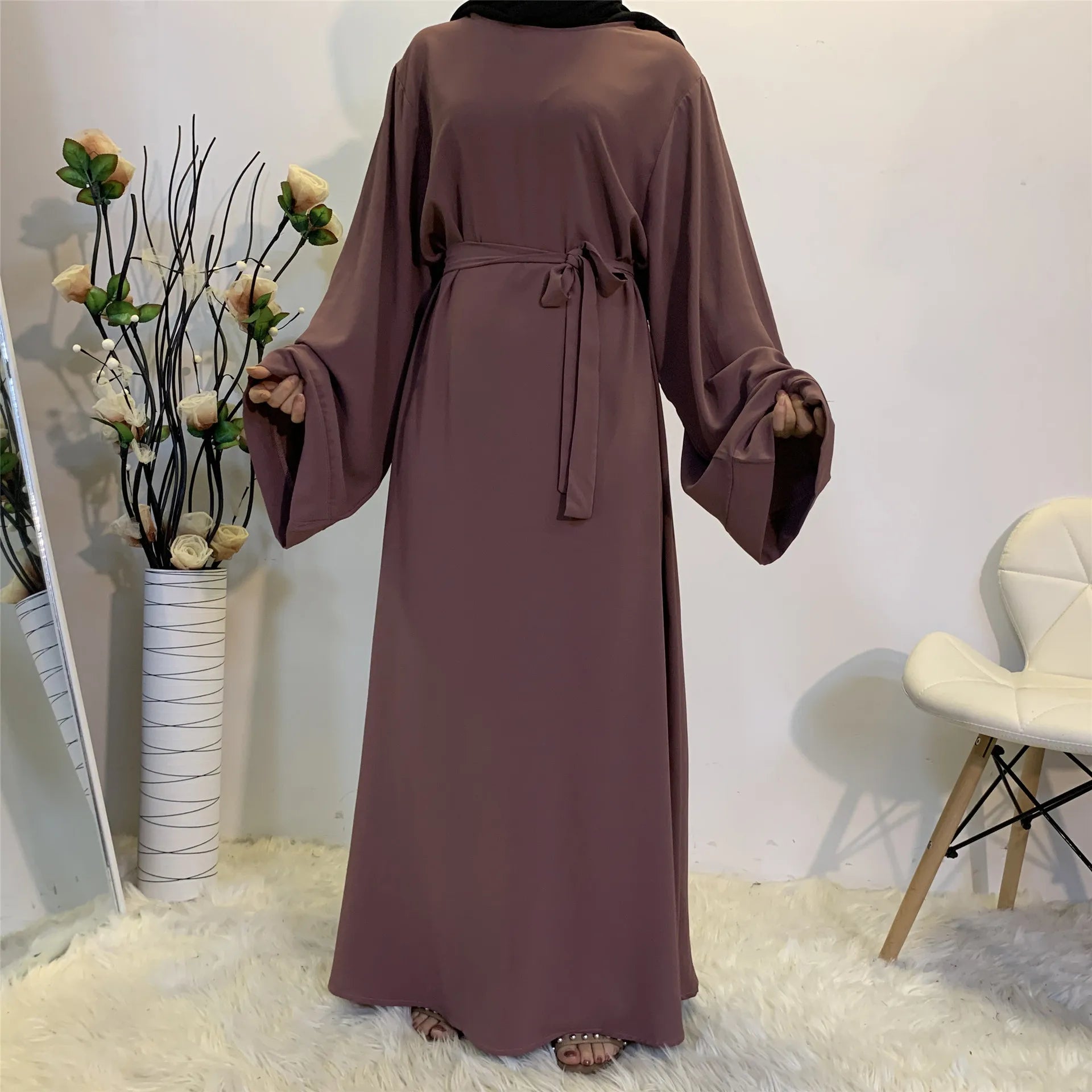 Muslim Fashion Hijab Dubai Abaya Long Dresses Women With Sashes Islam Clothing Abaya African Dresses For Women Musulman Djellaba - Seprincess