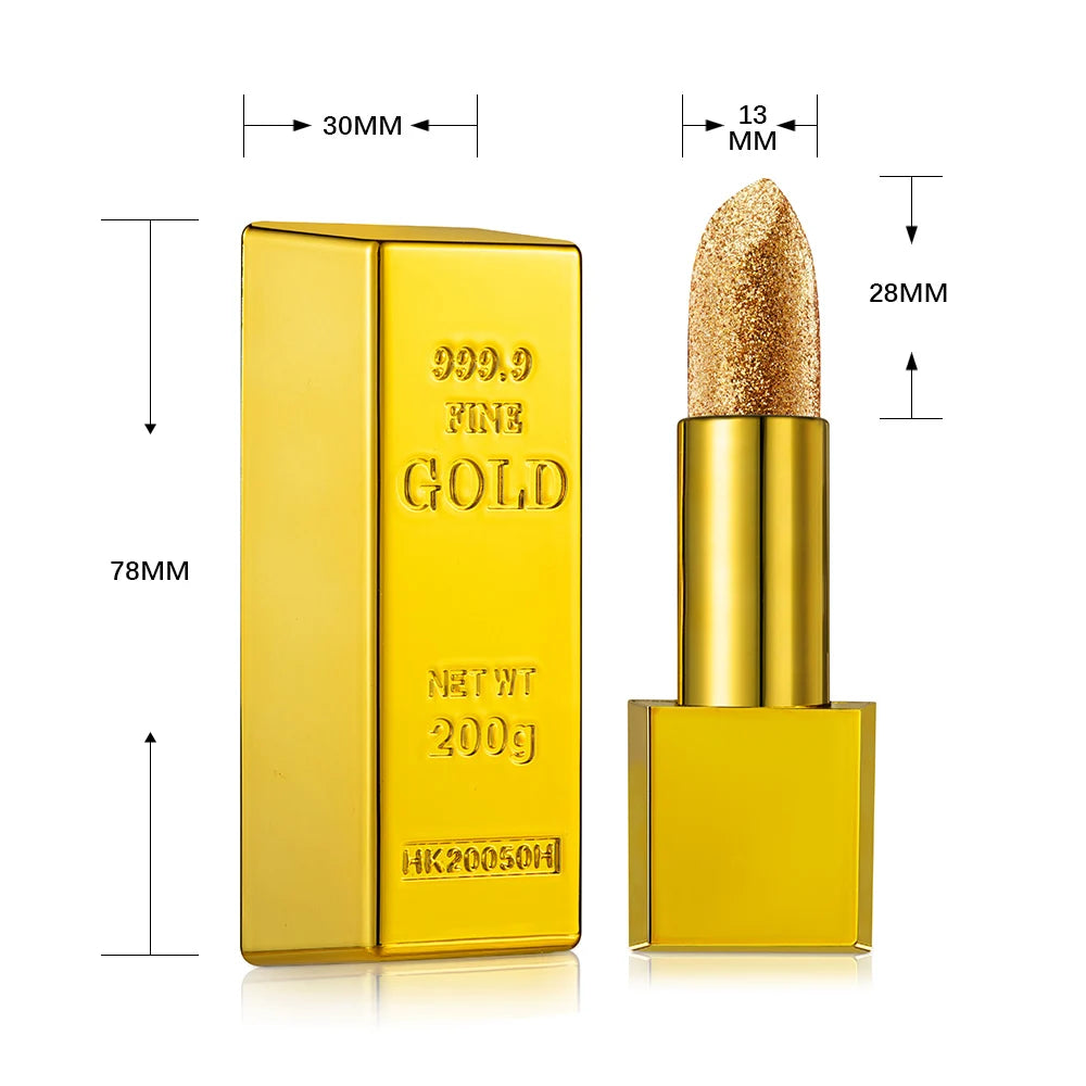 New Gold Bullion Lipstick Beauty Shiny Matte Velvet Shell Lip Glaze Fashion Lasting Lips Makeup Cosmetic - Seprincess