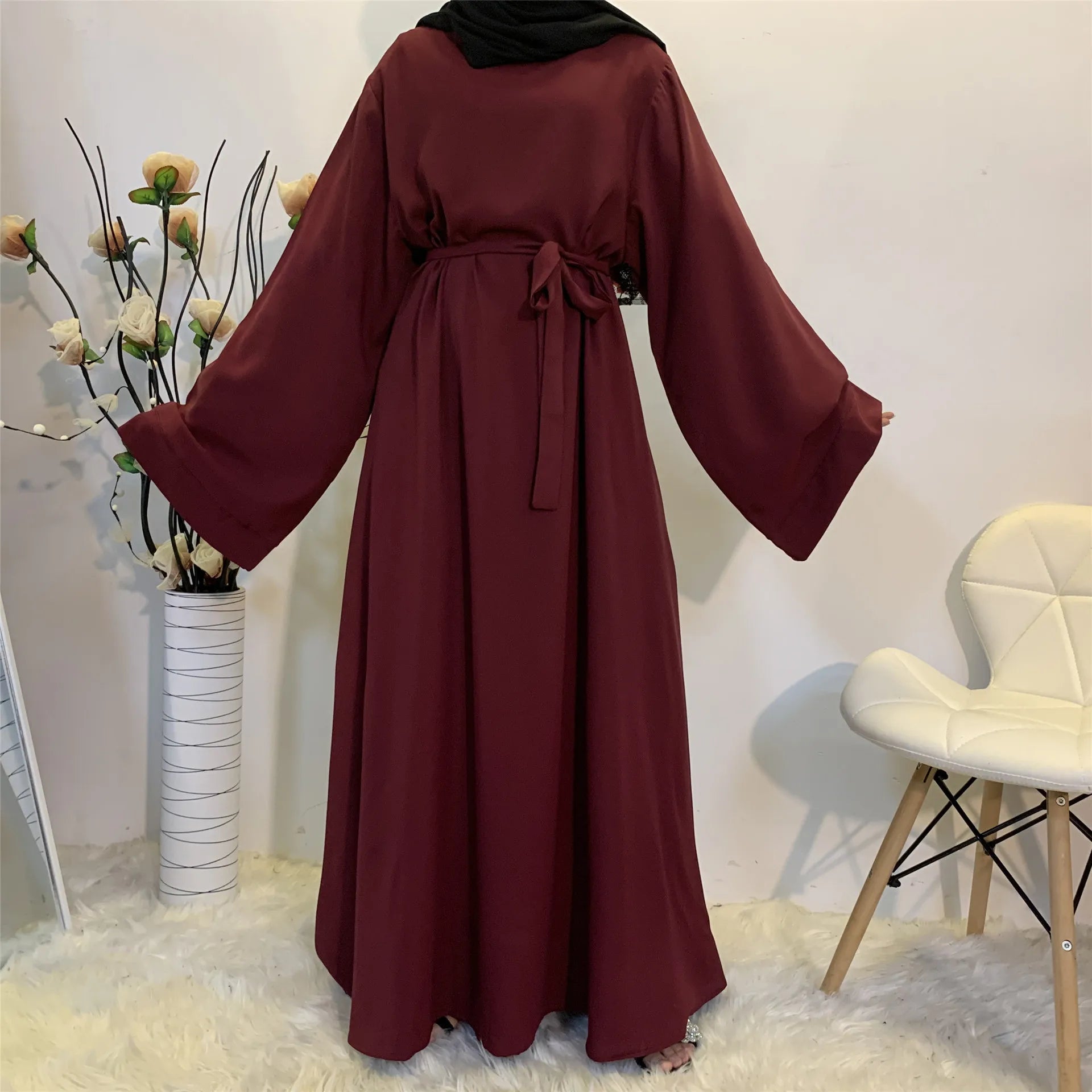 Muslim Fashion Hijab Dubai Abaya Long Dresses Women With Sashes Islam Clothing Abaya African Dresses For Women Musulman Djellaba - Seprincess