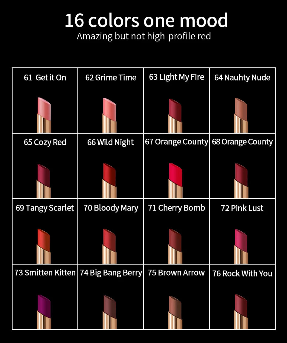 CHARMACY 16 Colors Waterproof Velvet Lipstick Easy To Wear Longstay Lip Stick Long-Lasting Matte Lip Makeup Cosmetic - Seprincess