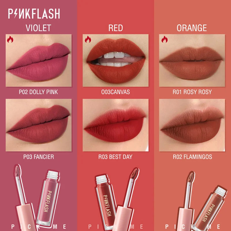 PINKFLASH Wholesale Matte Lipstick Soft Red Nude Pink Melting Lip Cream Waterproof Makeup Lipgloss Not Fade Lip Mud Lip Tint - Seprincess