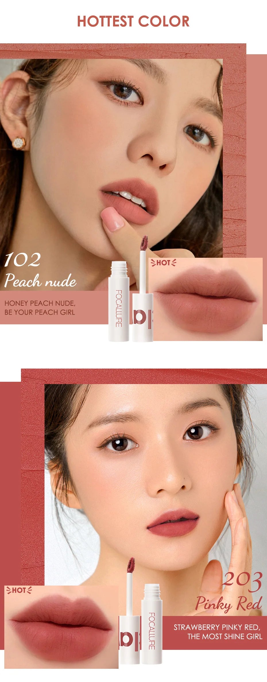 FOCALLURE Matte Lipstick Velvet Mist Lip Clay Not Dry Lip Cream 25 Color Nude Lip Stick Waterpoof Lip Cosmetic Makeup Wholesale - Seprincess