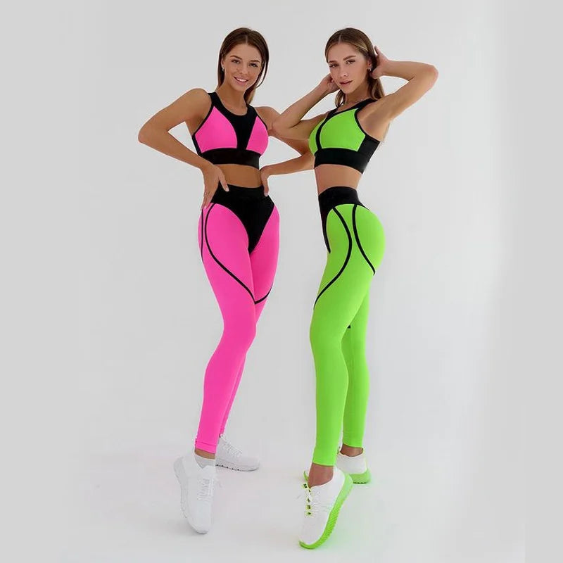 Women Yoga Set Female Suit Women's Crop Top Bra Leggings Pants Set 2pcs Two Piece Outfit Fitness Workout Sport Gym Suit Clothes