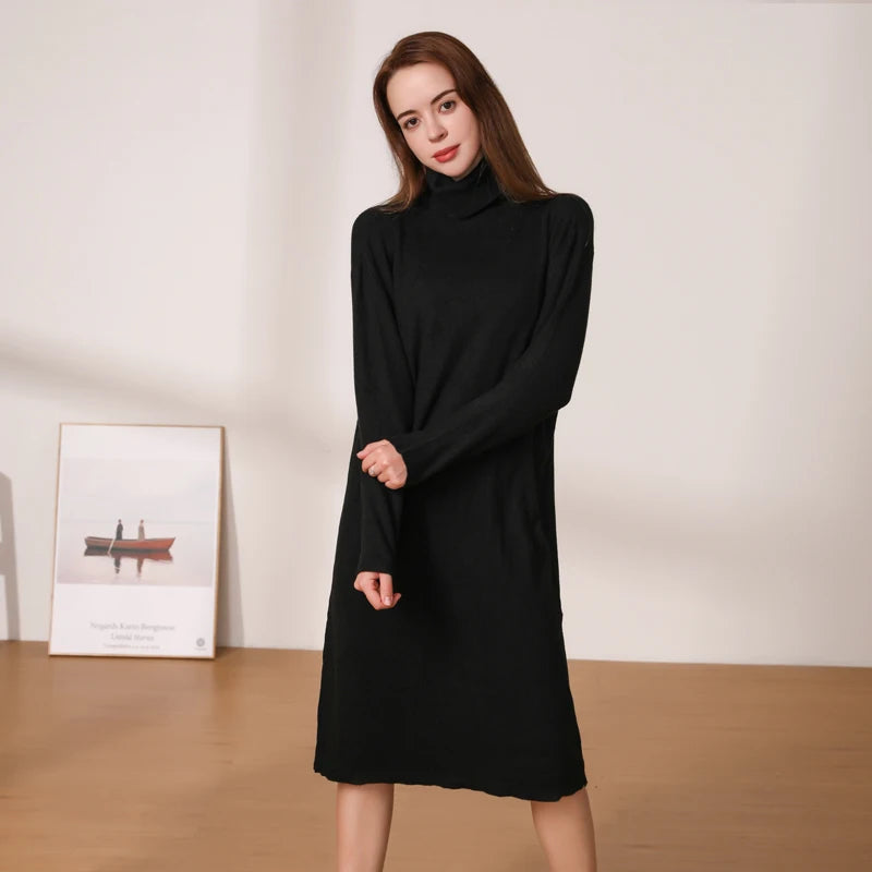 Knitted Women's Winter Dress 2024 Dresses Ladies Sweater Korean Fashion Clothing Robe Clothes Elegant Black Tight Woman Casual - Seprincess