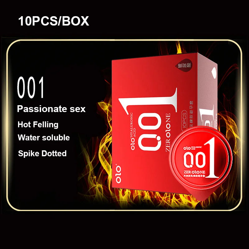 OLO ULTRA THIN CONDOM 0.01 Feeling Penis Sleeve Hyaluronic Acids Rubber latex Ejaculation Delay dotted Condoms intimate sex toy - Seprincess