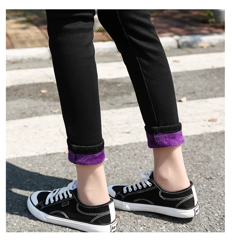 Clothes 26-40 winter women Colorful  velvet high waist jeans denim trousers stretch warm pencil pants thick skinny jeans