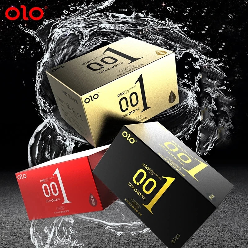 OLO ULTRA THIN CONDOM 0.01 Feeling Penis Sleeve Hyaluronic Acids Rubber latex Ejaculation Delay dotted Condoms intimate sex toy - Seprincess