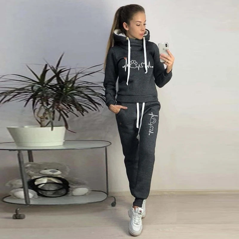 Two Piece Sets Casual Tracksuit Women Hooded Pullover Hoodies and Pants Suit Outfits Female Sweatshirts Autumn Spring Tracksuits - Seprincess